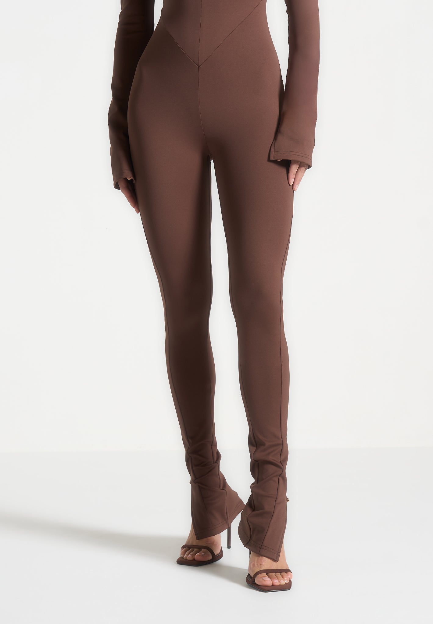 Twisted Bust Off Shoulder Jumpsuit - Brown