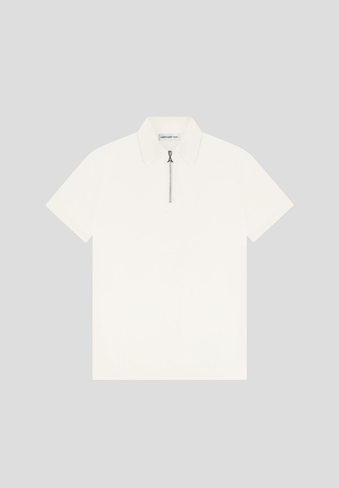 Luxe Polo Top With Zip - Off White