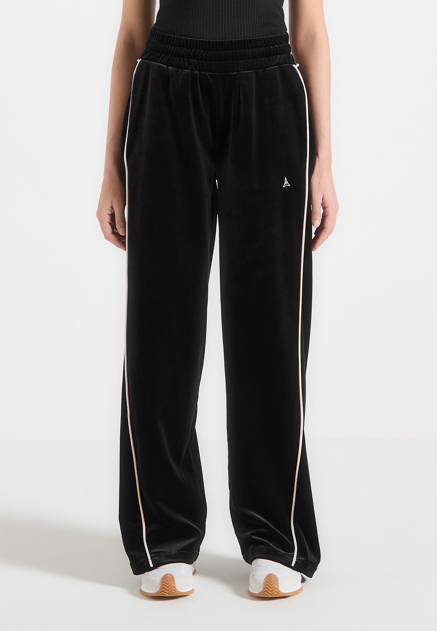 Eiffel Velour Straight Leg Joggers - Black