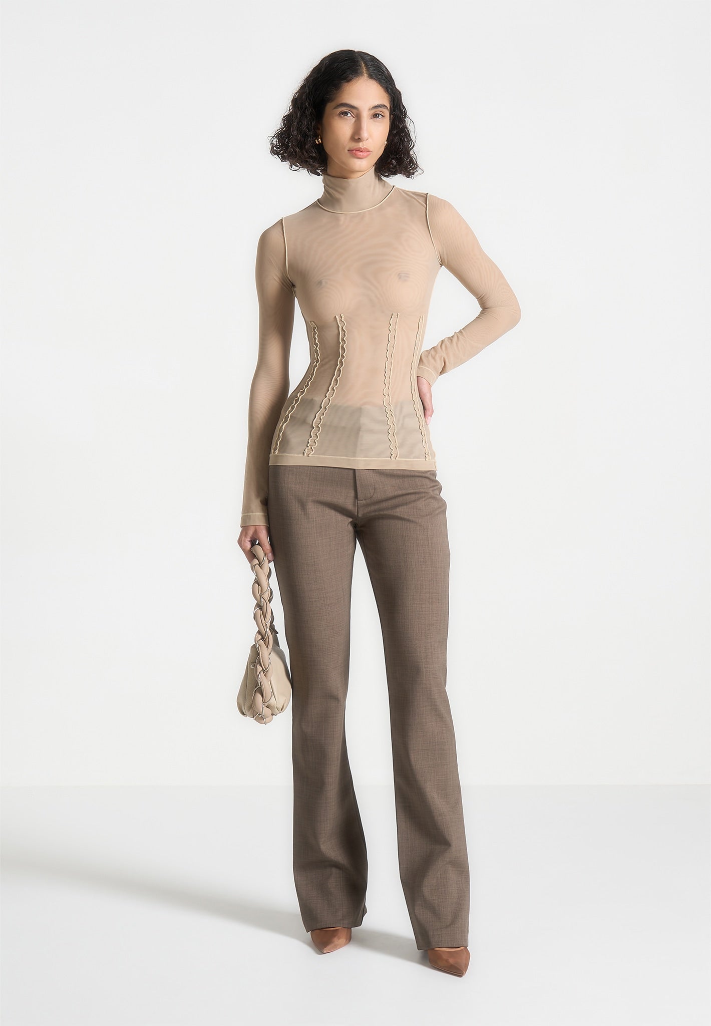 Mesh Double Layer Top - Taupe