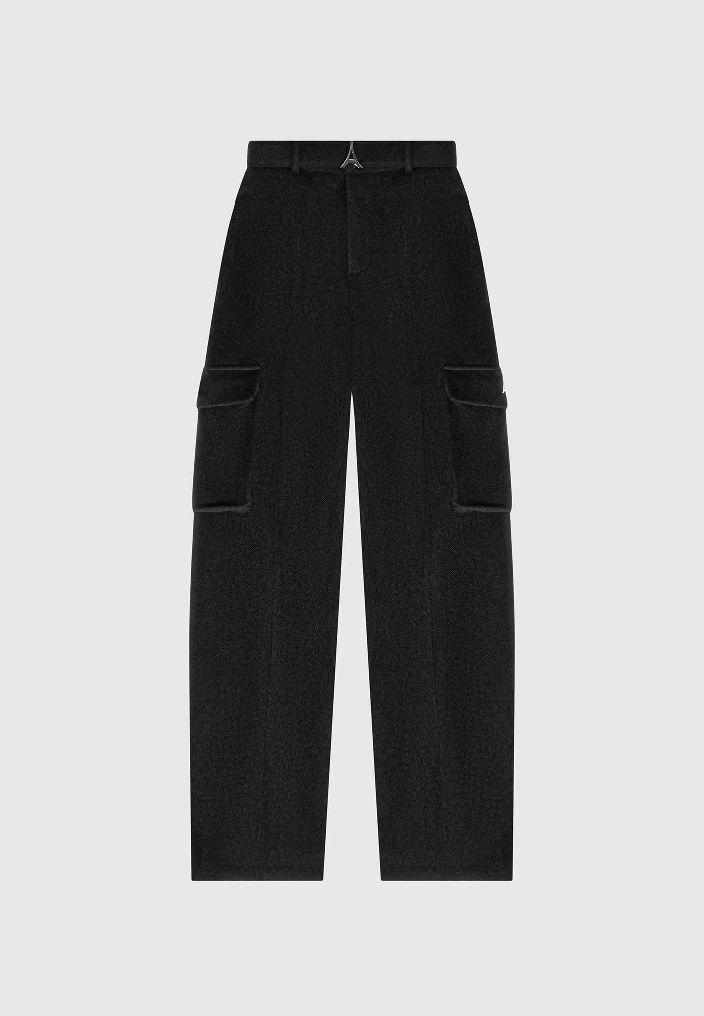 Wool Tailored Cargo Trousers - Black