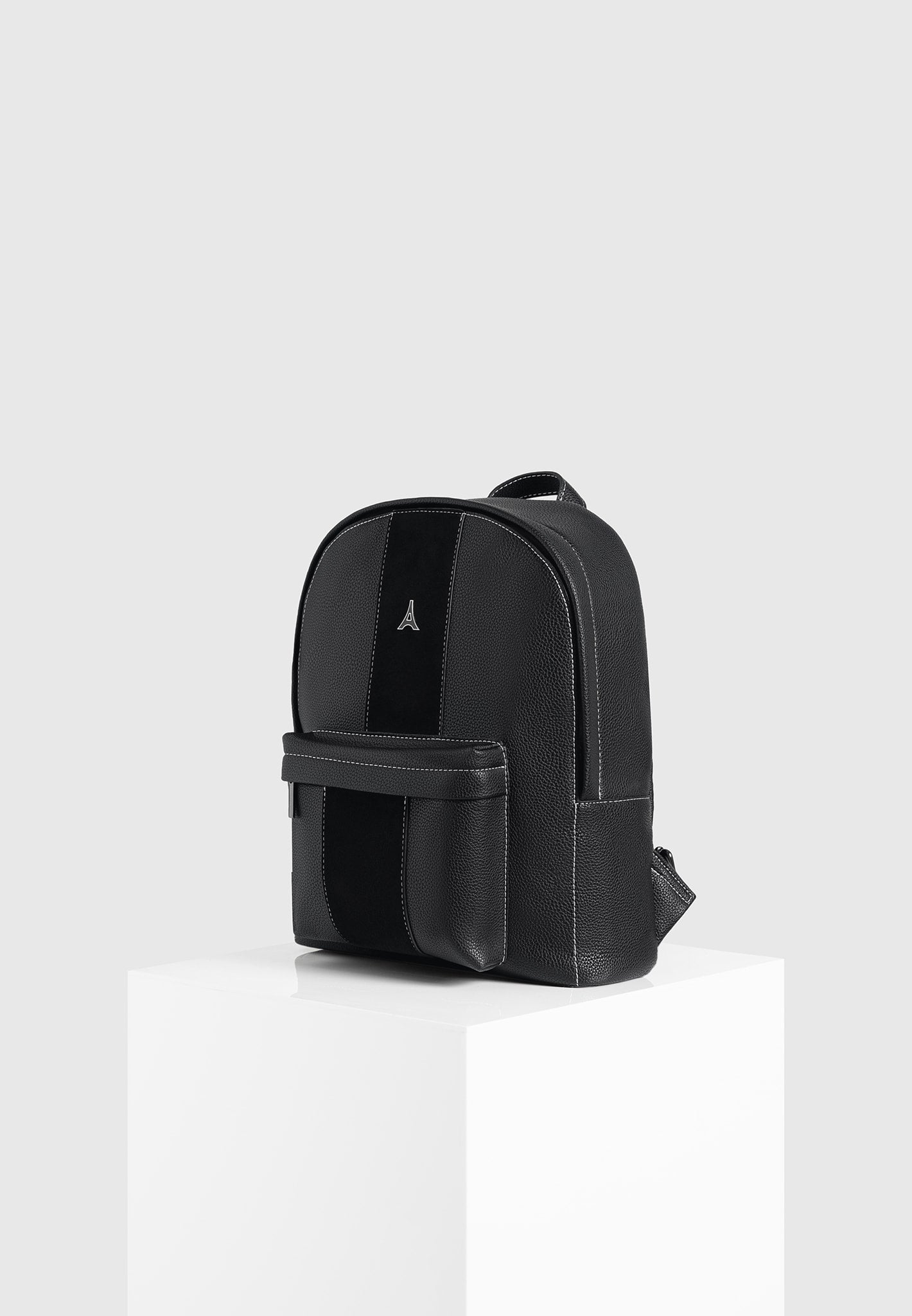 Lyon Suede Panel Backpack - Black