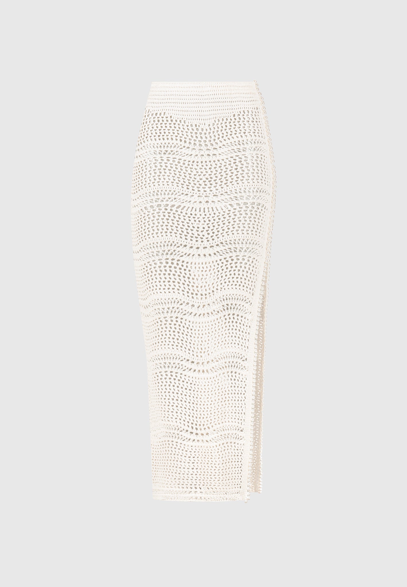 Pearl Applique Crochet Maxi Skirt - Cream
