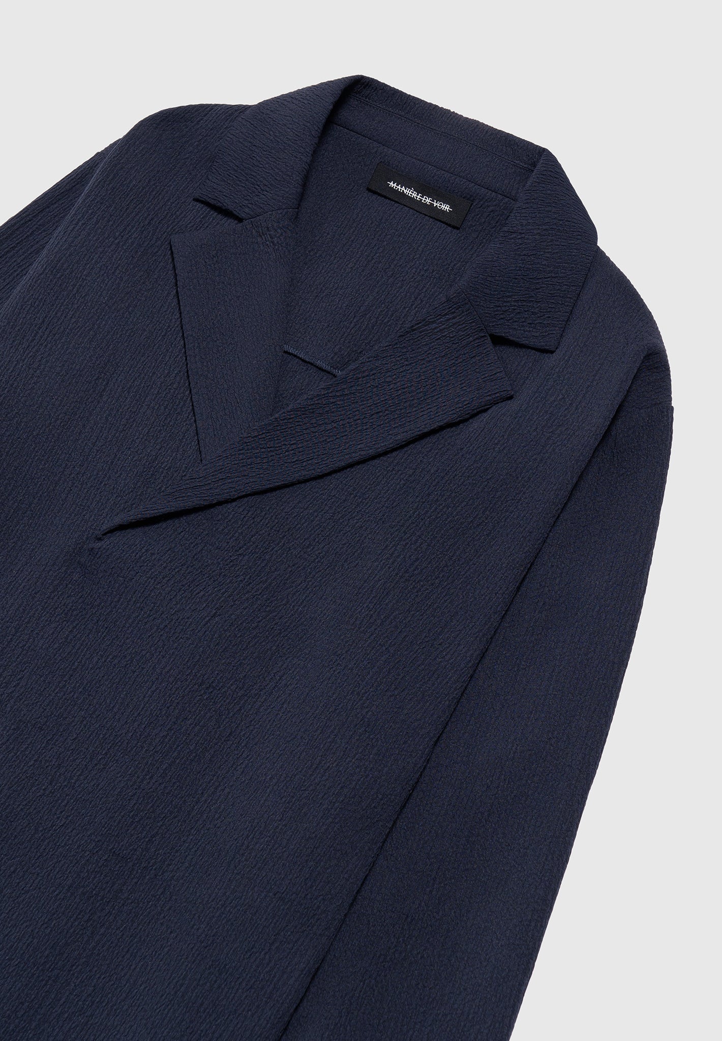 Seersucker Double Breasted Shirt - Navy