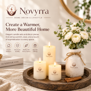 Novyrra |Rustic Round Wooden Candle Tray – 11" Decorative Centerpiece